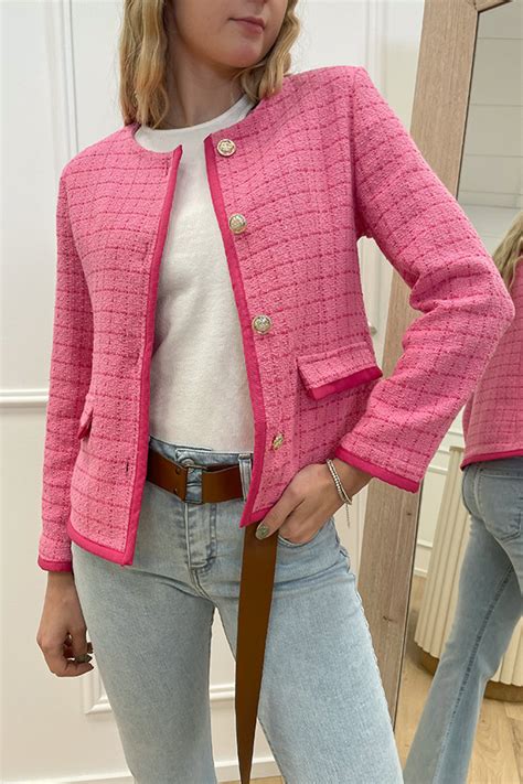 giacca modello chanel rosa patello